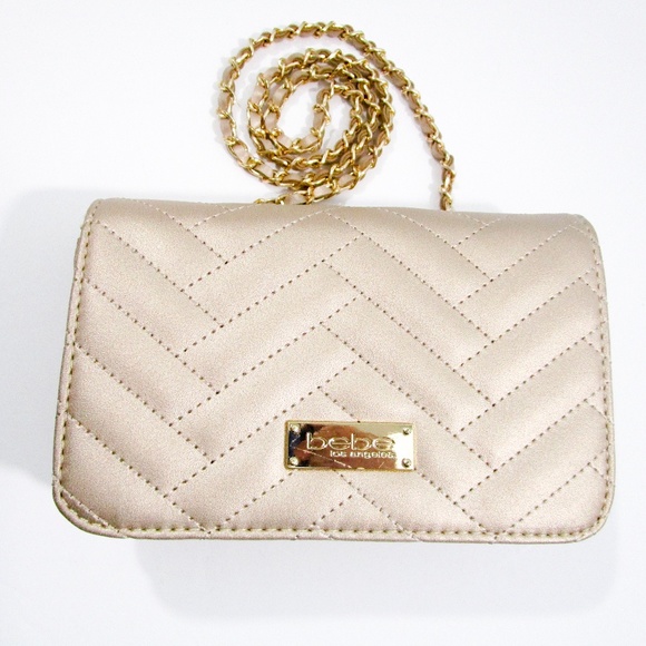 bebe Handbags - Bebe Gold Sophia Crossbody Bag
